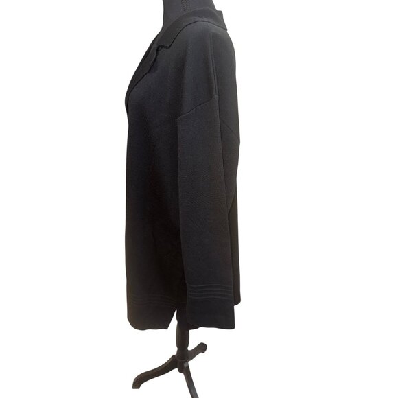 Chiara Marconi Black Cardigan Sweater 2X Merino Wool Made In Italy Minimalist - Picture 4 of 7